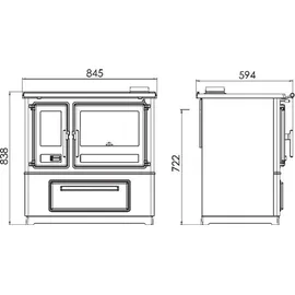 Plamen EEK A+ Küchenofen Slavonac N schwarz 8 kW (rechte Ausführung)