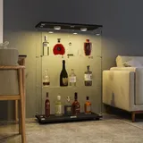 FANYUSHOW Glasvitrine Standvitrine in Schwarz - Vitrinenschrank mit Glastür, 5 mm Gehärtetes Glas Sammlervitrine - Glasvitrine Regal Glas Schrank mit Licht 125 x 79 x 36.5 cm