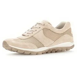 Keilsneaker GABOR ROLLINGSOFT, Damen, Gr. 40, beige, Textil, Veloursleder, sportlich, Schuhe, Freizeitschuh, Halbschuh, Schnürschuh mit OPTIFIT-Wechselfußbett