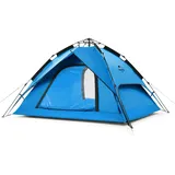 Naturehike Pop Up Zelt Wurfzelte Automatik Campingzelt 3-4 Personen Doppeldeck Kuppelzelt Großes Familienzelt mit Tragetasche (Blau - 3P)