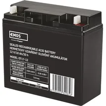 EMOS Wartungsfreier Bleiakku 12V 18Ah - AGM Batterie - Für Notbeleuchtung, Alarmsysteme, USV-Geräte - Ventilgesteuert, Sicherheitsventile - 181x77x167 mm