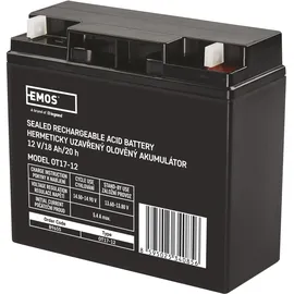 EMOS Wartungsfreier Bleiakku 12V 18Ah - AGM Batterie - Für Notbeleuchtung, Alarmsysteme, USV-Geräte - Ventilgesteuert, Sicherheitsventile - 181x77x167 mm