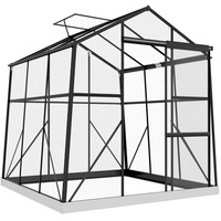 Outsunny Gewächshaus Aluminium 192 x 192 x 204 cm Treibhaus 3,68 m2 Tomatenhaus mit Fenster, Schiebetür, Fundament, Aufzucht Pflanzenhaus für G...