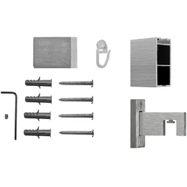 INDEKO Gardinenstange INDEKO "Inline" Gr. 1, silber (edelstahlfarben, silberfarben), L:120cm, Aluminium, Gardinenstangen, Innenlauf Komplett-Set inkl. Gleitern und Montagematerial