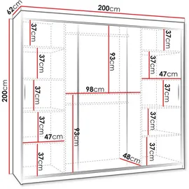 Mirjan24 Schwebetürenschrank Selfie 200 x 200 x 62 cm Schwarz