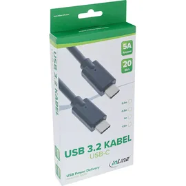 InLine USB 3.2 Gen.2x2 Kabel USB-C Stecker/Stecker, schwarz, 1,5m