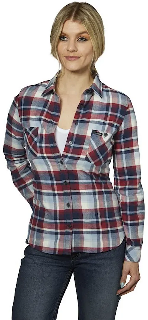 Rokker Orlando Damen Flanell-Hemd, weiss-rot-blau, Größe XS