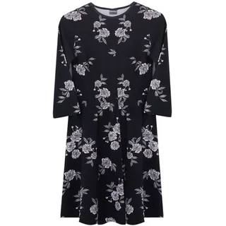 KIDSWORLD Mädchen Kinder-Kleid Baumwoll-Kleid Sommer-Kleid mit Allover-Blumen-Print Alltags-Kleid 76612326 Schwarz/Weiß - 152/158