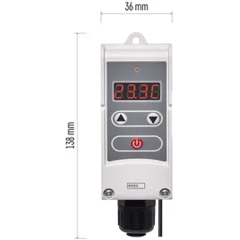 EMOS P5684 Anlegethermostat mit Fernfühler einstellbarer Schaltempfindlichkeit digitalem Display 5 bis 90 °C 45 x 45 x 130 mm
