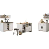 OTTO home Küche "KS-Westminster", weiß (küche: weiß, korpus: pinie weiß, arbeitsplatte: eiche wotanfarben), B:226cm T:60cm, Komplettküchen-Sets, Breite 226 cm, ohne E-Geräte