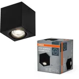 Osram Spot Surface Square Deckenaufbauspot, schwarz, mit GU10 Sockel, kann mit einfacher oder smarter Lampe bestückt werden, flexibler Ausstrahlwinkel, Schutzklasse IP20, hochwertiges Gehäuse