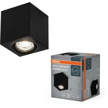 Osram Spot Surface Square Deckenaufbauspot, schwarz, mit GU10 Sockel, kann mit einfacher oder smarter Lampe bestückt werden, flexibler Ausstrahlwinkel, Schutzklasse IP20, hochwertiges Gehäuse
