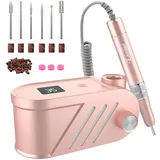 Enniewi Nagelfräser - Elektrische Nagelfeile Maniküre Pediküre Set , Nagelfräser Maniküre, Fräser für Gelnägel und Acrylnägel, 35000U/M, Set mit 6 Fräsen, Rose