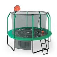 UNIXLine Trampolin Outdoor 305 cm - Komplettset Netz, Leiter, Basketballkorb - Trampolin Kinder Kindertrampolin Gartentrampolin - CE Zertifiziert - Belastbar bis 150 kg - Grün