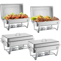 HARDURA Chafing Dish Wärmebehälter Set 4pcs, Speisewärmer, Edelstahl Warmhaltebehälter 9L mit Deckel, für Buffetwagen, Veranstaltungen, Hochzeiten, Geburtstage