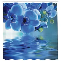 ABAKUHAUS Duschvorhang natürliche Orchideen 175 x 180 cm blau