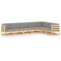 vidaXL 7-tlg. Garten-Lounge-Set mit Kissen grau