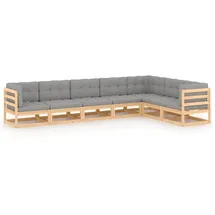 vidaXL 7-tlg. Garten-Lounge-Set mit Kissen grau