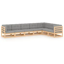 vidaXL 7-tlg. Garten-Lounge-Set mit Kissen grau