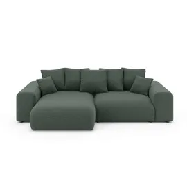 Home Affaire Ecksofa HOME AFFAIRE "LAKESIDE mit Bettfunktion und Bettkasten, B/T/H 257/166/84 cm", grün (dunkelgrün), B:256,5cm H:84cm T:166cm, 100% Polyester, Sofas, Ecksofa, L-Form, Recamiere beidseitig montierbar, mit Wellenunterfederung