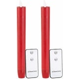 Britesta LED-Stabkerze mit beweglicher Flamme und Fernbedienung, rot, 2er-Set