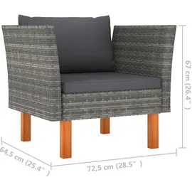 vidaXL 10-tlg. Garten-Lounge-Set Poly Rattan und Eukalyptusholz Grau