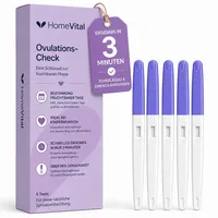HomeVital Ovulationstest Kinderwunsch – fruchtbare Tage & Eisprung zuverlässig erkennen, Fruchtbarkeitstest für Frauen, LH Teststreifen 30 mIU/ml, über 99% Genauigkeit, Ovulation Test Strips, 5 Stück