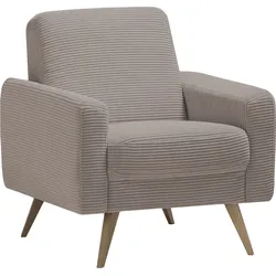 Sessel EXXPO - SOFA FASHION "Samso, Loungesessel", braun (cappucino), B:82cm H:87cm T:80cm, 100% PES, Sessel, Einzelsessel, elegant und bequem, aktueller Cord Bezug