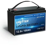 UBETTER 12V 100Ah LiFePO4 Batterie mit 100A BMS, 100Ah Lipo Batterie 1280Wh Lithiumbatterie mit 4000+ Deep Cycle, Unterstützung in Serie/Parallelschaltung, perfekt als Stromquelle für Innen und Außen