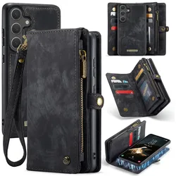 Für Samsung Galaxy S25 Kunstleder Multifunktion Tasche Hülle Schwarz
