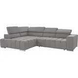 exxpo - sofa fashion Ecksofa EXXPO - SOFA FASHION "Elias, aktuelle Kreuzsteppung im Sitz, bequem, Breite 307cm, L-Form", silber, B:307cm H:94cm T:201cm, Struktur ( 100% Polyester), Sofas, Ecksofa, mit Kopf- bzw. Rückenverstellung, wahlweise mit Bettfunktion