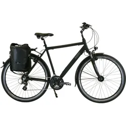 Trekkingrad HAWK BIKES "Trekking Gent Premium Plus Black" Gr. 57, schwarz, Fahrräder, 57cm, 28 Zoll (71,12cm), für Herren