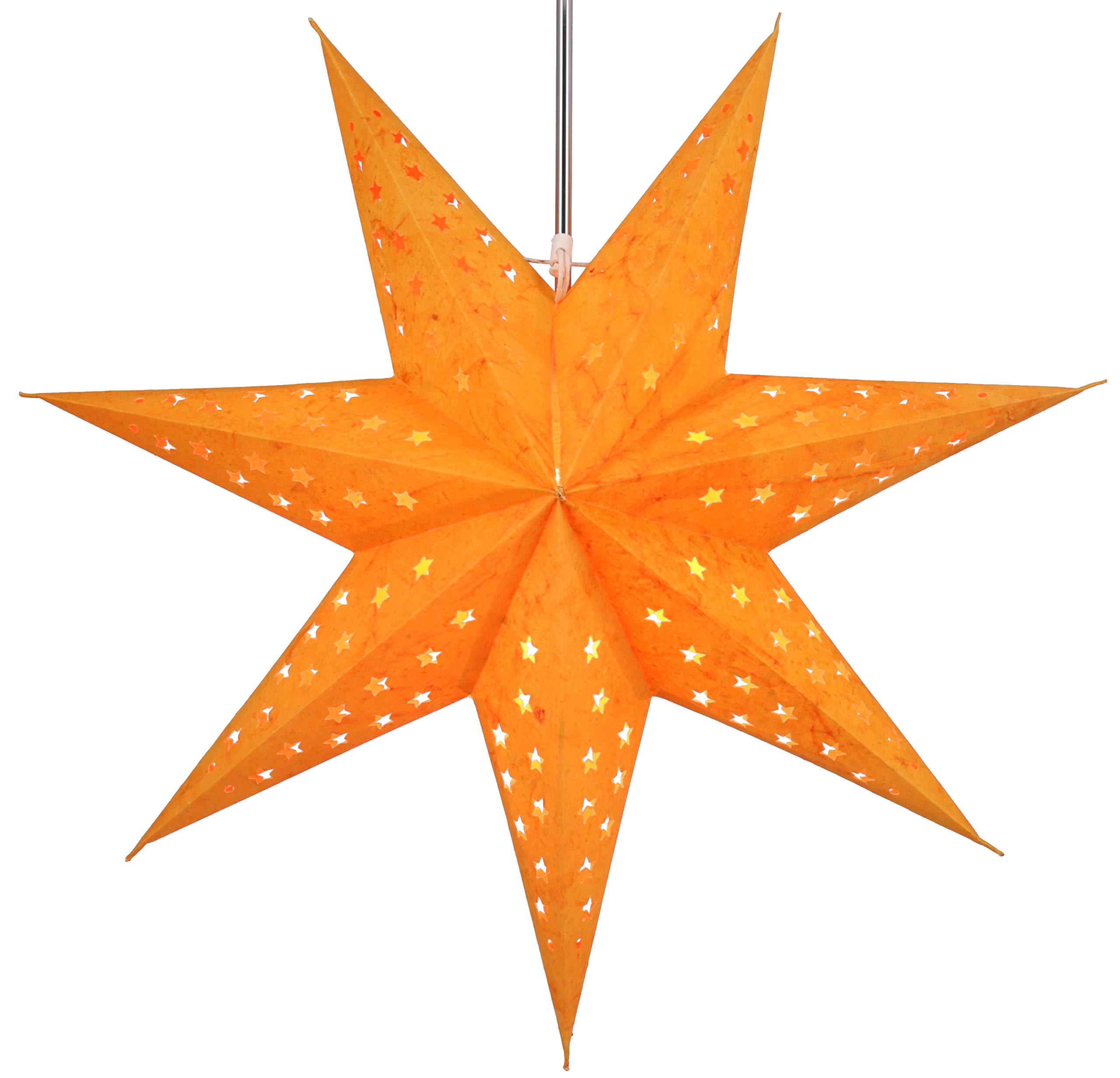 GURU SHOP Faltbarer Advents Leucht Papierstern, Weihnachtsstern 60 cm - Austrinus Orange, Star Fensterdeko