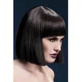 Smiffys Fever Kollektion, Lola Perücke, Braun, Abgerundeter Bob mit Pony, 30cm / 12in Halloween