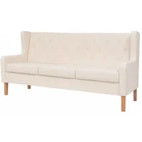 vidaXL Sofa 3-Sitzer Stoff Cremeweiß