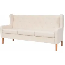 vidaXL Sofa 3-Sitzer Stoff Cremeweiß