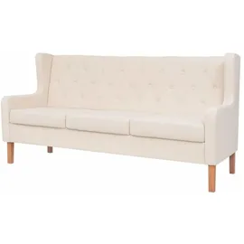 vidaXL Sofa 3-Sitzer Stoff Cremeweiß