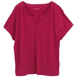 TOM TAILOR Damen T-Shirt mit Falten-Details, rot, Uni, Gr. XXL