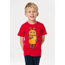LOGOSHIRT T-Shirt LOGOSHIRT "Sendung mit der Maus - Maus", Mädchen, Gr. 140, rot, 100% Baumwolle, unifarben, normal, Rundhals, Shirts T-Shirt, mit coolem Print