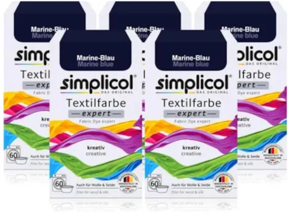 Simplicol Textilfarbe Expert Marine-Blau 150g 5er Pack