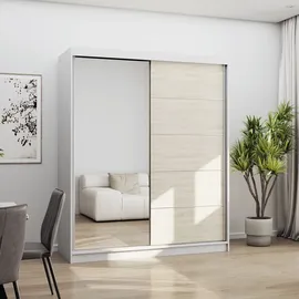 fabryka mebli idźczak Schwebetürenschrank Bono 160 x 195 x 61 cm Weiß/Sonoma