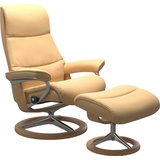 Stressless Relaxsessel STRESSLESS View Sessel Gr. Material Bezug, Cross Base Eiche, Ausführung / Funktion, Maße B/H/T, gelb (yellow) Lesesessel und Relaxsessel