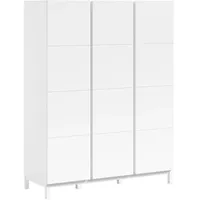 MID.YOU Kleiderschrank Weiß Holz, Holzwerkstoff, Kiefer teilmassiv, 6 Fächer,