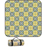 Treer Picknickdecke Wasserdicht isoliert Campingdecke Stranddecke Böhmischer Stil Faltbar Klein Groß Picknickmatte, für Outdoor Strand Camping Wandern Ausflüge (150x150 cm,Gelb)