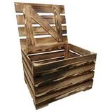 Buri Deko-Holzkiste natur geflammt Obstkiste Weinkiste Beistelltisch Deko - 50 x 41 x 34 cm, geflammt - mit Deckel