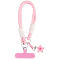 Votvloay Handykette Kurz Handyanhänger Universal zum Umhängen Handyband Kordel Kette, Kompatibel mit jedem Handy und Smartphone,Phone Lanyard + 1 Stück Pad (ohne Hülle) - Rosa Blumen