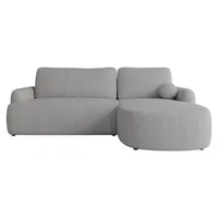 MIRJAN24 Ecksofa Loridu Cord, Wohnzimmmer L-Form mit Schlaffunktion und Bettkasten (Farbe: Poso 110, Seite: Rechts) - Grau