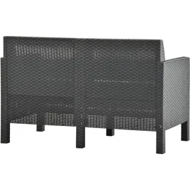 vidaXL 2-Sitzer Gartensofa mit Kissen Anthrazit PP Rattan