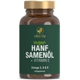 HANFSAMEN ÖL + Vitamin E - Idealverhältnis (3:1) an Omega 6 und Omega 3, plus Omega 9 - Für Herz, Gefäße und Zellschutz (60 Kapseln)