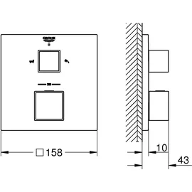 Grohe Grohtherm Cube Thermostat-Wannenbatterie Hard Graphite gebürstet